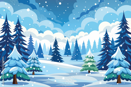 Snowfall in woods