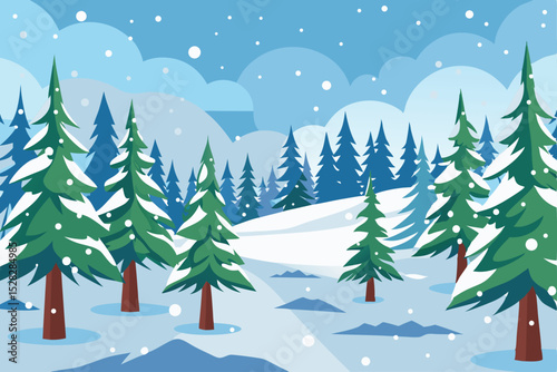 Snowfall in woods