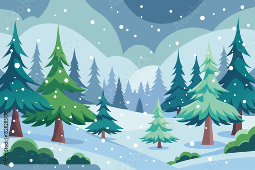 Snowfall in woods