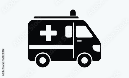 Ambulance icon, emergency vehicle silhouette, medical transport vector, outline ambulance drawing