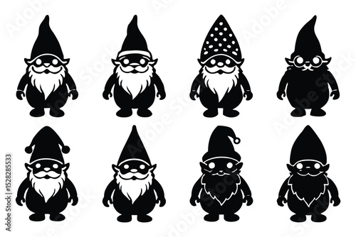 Eight Distinct Black Silhouette Illustrations Vector Art Design Elements for Creative Projects and Graphic Design Applications