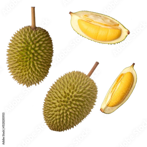 Durian isolated icon set with no background design element	