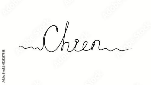 Dog text in French. One line drawing doodle hand drawn. Video 4k  object illustration, minimalism hand drawn sketch design modern new