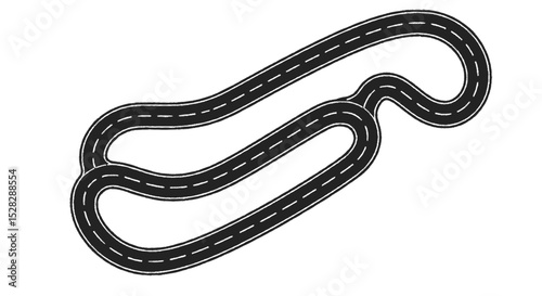 Winding Race Track Design Graphic Two Lane Circuit Road Asphalt Curves