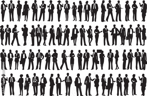 A set of diverse business people silhouette icon collection flat icon collection set vector illustration