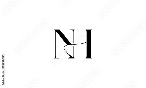 NH initial letters, monogram logo