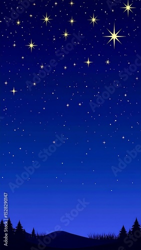 Starry Night Sky over Forest.