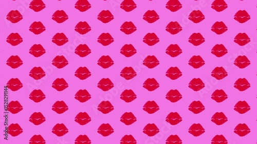 Red kisses on a pink background . Animation of the background for the Kissing Day holiday .