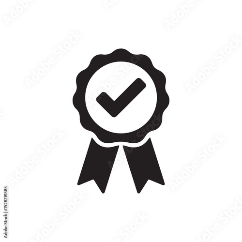 Approved Certified Quality Seal with Check Mark and Ribbon