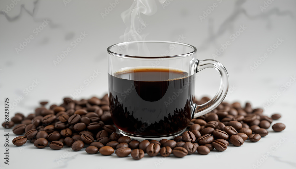Fototapeta premium cup of coffee with beans