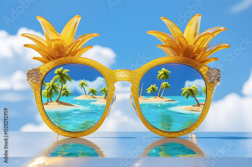 Vibrant Pineapple-Shaped Sunglasses with Mirror Lenses