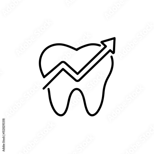 Tooth with Medal Outline Icon – Dental Achievement Symbol for Pediatric Clinics