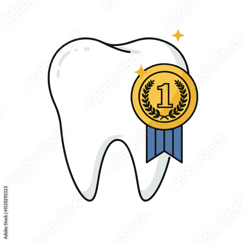 Champion Tooth with Gold Medal – Symbol of Dental Excellence and Pediatric Care