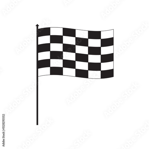 Checkered racing flag icon .Racing flag with checkered flag. racing flag checkered icon isolated on white background. Two crossed checkered flags silhouette.