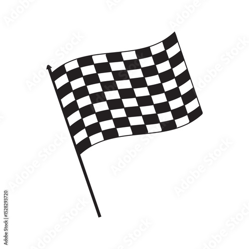 Race flag icon. Crossed checkered racing flags silhouette. Vector finish line icon for motorsports and speed-themed design