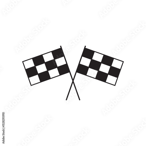 checkered racing flag. Crossed checkered flags silhouette, Racing finish line flags, Sports competition flag icon, Checkered race flags vector, Finish line flags illustration. Race flag icon.