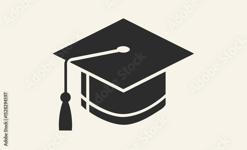 Graduation cap , academic diploma icon, student hat silhouette, education symbol vector, degree certificate graphic