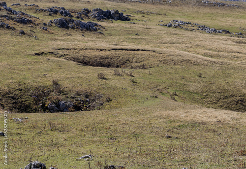 Wallpaper Mural panorama of a mountainous area in the autumn period of the year, yellowed slopes, remnants of dried plants Torontodigital.ca