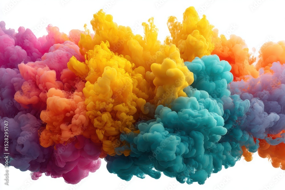 Obraz premium Colorful smoke explosion effect on white background