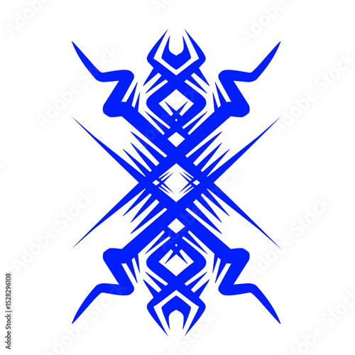 Abstract symmetrical figure of an unusual design in an electric blue color