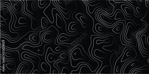 Abstract black and white topographic map seamless pattern for background and design elements modern graphic design