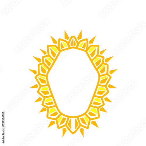Abstract golden geometric decorative frame shining brightly on a dark canvas