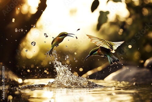 bee eater catching insect mid air
