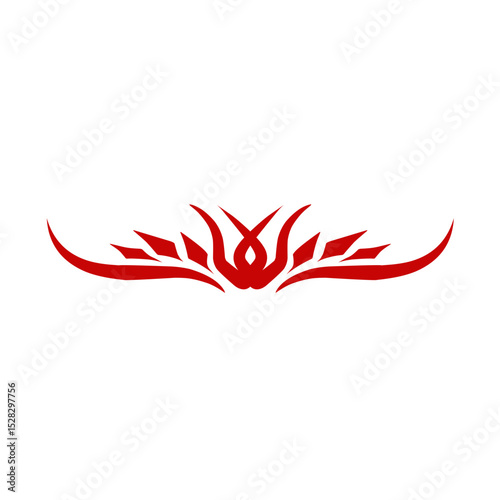 Elegant scarlet graphic element on contrasting dark background, symmetrical aesthetic