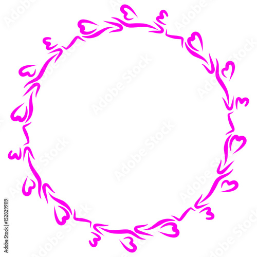 Abstract heart-shaped garland encircling a central void on a dark field