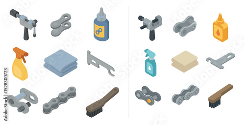 Bicycle maintenance tools and cleaning supplies for optimal bike care