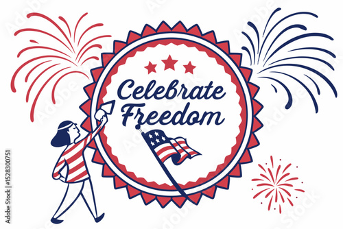 Celebrate freedom patriotic fourth of july design