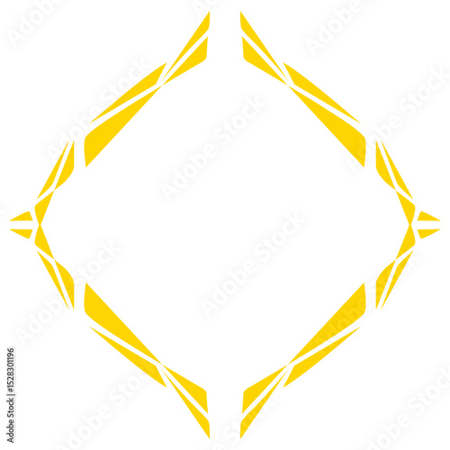 Geometric arrangement creates a radiant diamond shape against a solid backdrop