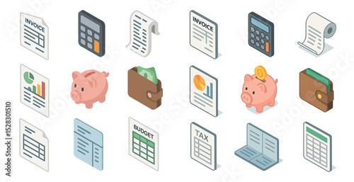 Financial and budget management icons for business and reporting design