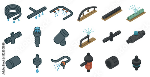 Garden irrigation tools and components for efficient watering systems