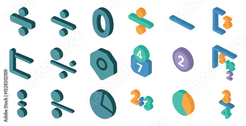 Colorful mathematical symbols and numbers for educational design projects
