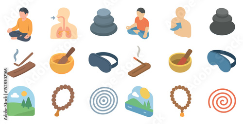 Mindfulness and meditation elements for relaxation and peaceful practices