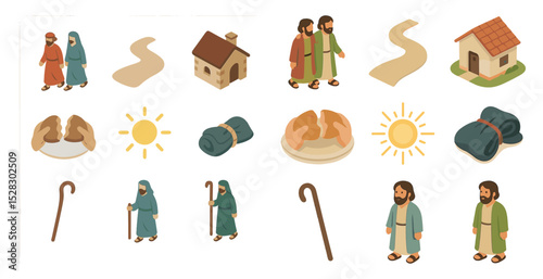 Bible story elements for children's education and religious activities