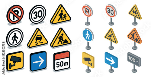 Diverse traffic and safety sign collection for road awareness and education