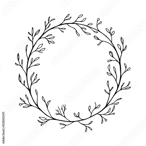 Decorative Line Frame. Artistic decorative frame featuring fluid black lines and organic shapes, perfect for elegant branding, label design, or minimalist compositions.