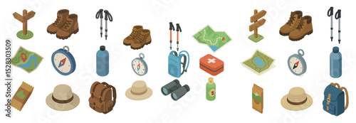Essential hiking equipment and navigation tools for outdoor adventures