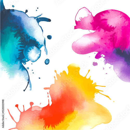 Energetic Abstract Paint Splash in Warm Colors. Expressive watercolor composition with dynamic movement in bright warm tones perfect for modern wall art or stationery.