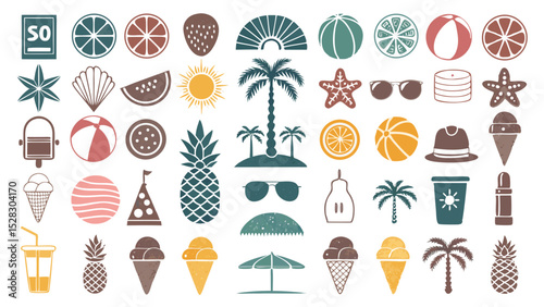 set of summer icons