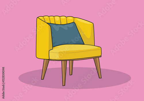 Yellow easy armchair vector illustration