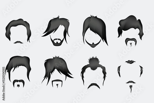 vector set of hair