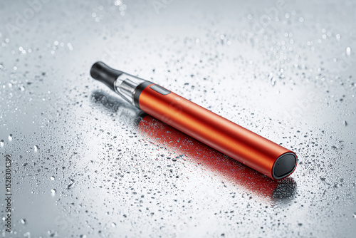 Orange electronic cigarette close -up. Smoking and wiping