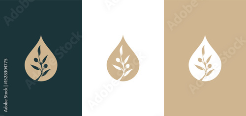 Olive oil and leaf tree  beauty logo design inspiration 