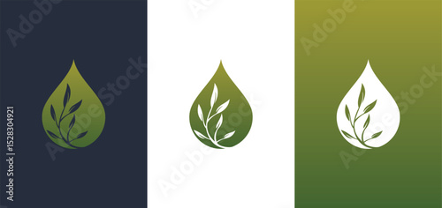 Olive oil and leaf tree logo design idea