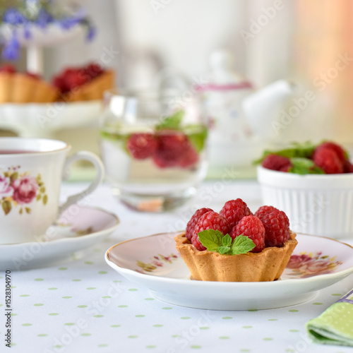 raspberry cupcake with mint