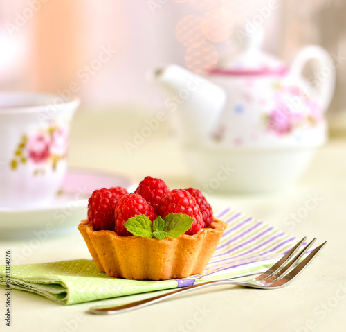 raspberry cupcake with mint