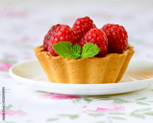 raspberry cupcake with mint